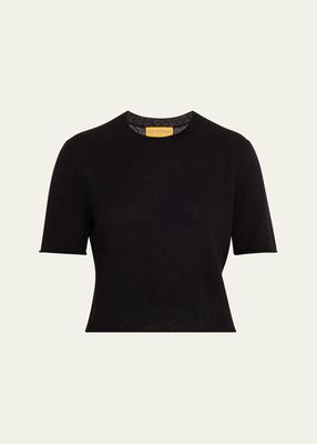 Featherweight Wool Cashmere Crop T-Shirt