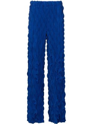 FEBEN high-waisted textured-finish trousers - Blue