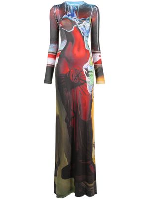 FEBEN Scales body-print long dress - Red