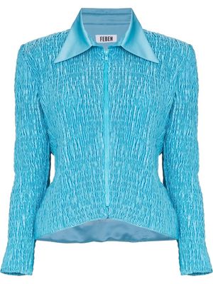 FEBEN tweed zip-fastening jacket - Blue