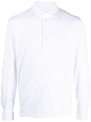 Fedeli button-up stretch-cotton polo shirt - White