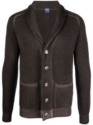 Fedeli chunky-knit shawl-lapel cardigan - Brown