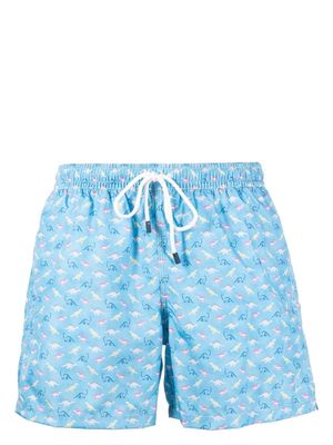 Fedeli dinosaur-print swim shorts - Blue