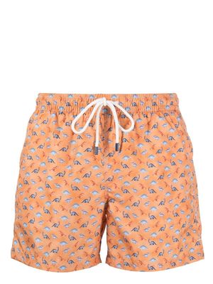 Fedeli dinosaur-print swim trunks - Orange