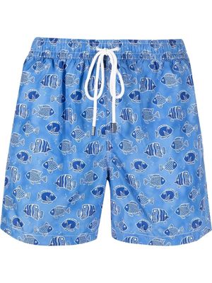 Fedeli fish print swim shorts - Blue