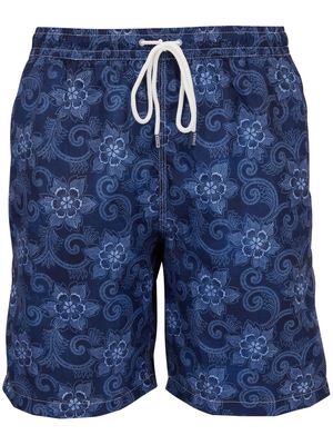 Fedeli floral drawstring swim shorts - Blue