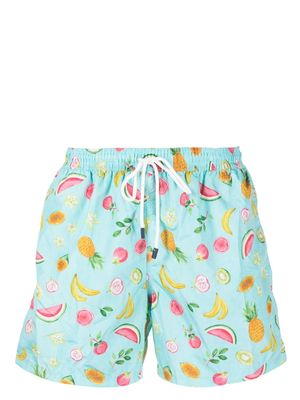 Fedeli fruit-print drawstring swim shorts - Green
