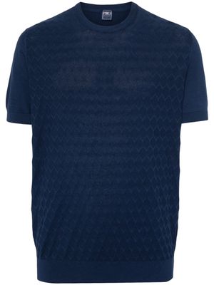 Fedeli geometric-pattern knitted T-shirt - Blue
