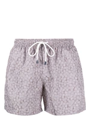 Fedeli geometric-print swim shorts - Grey