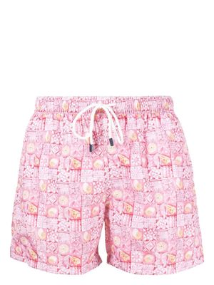 Fedeli geometric-print swim shorts - Pink