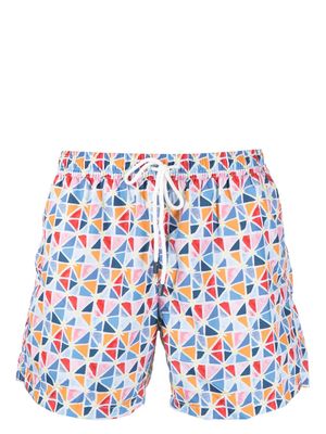 Fedeli geometric-print swimming trunks - Blue