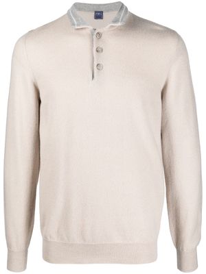 Fedeli long-sleeve cashmere polo jumper - Neutrals