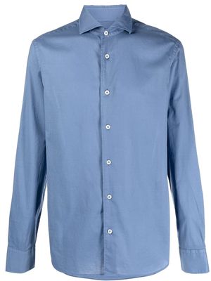Fedeli long-sleeve stretch-cotton shirt - Blue