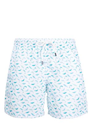 Fedeli Madeira dolphin-print swim shorts - White