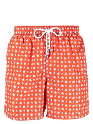 Fedeli Madeira fish-print swim shorts - Orange