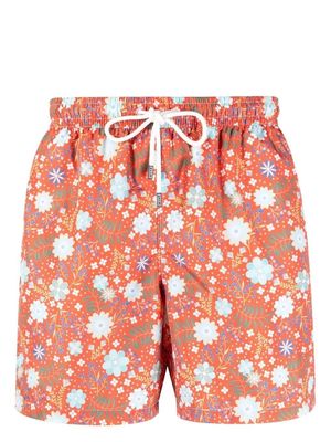 Fedeli Madeira floral-print swim shorts - Orange