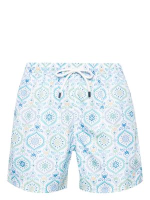 Fedeli Madeira floral-print swim shorts - White