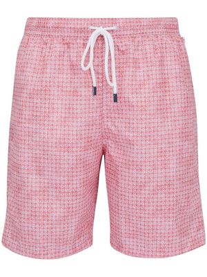Fedeli mesh drawstring-waist swim shorts - Red