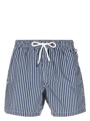 Fedeli Navy Blue And White Striped Swim Shorts