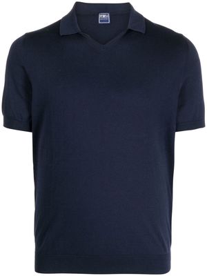 Fedeli open collar polo shirt - Blue