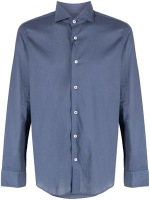 Fedeli plain cotton-blend shirt - Blue