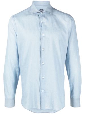 Fedeli poplin long-sleeve shirt - Blue