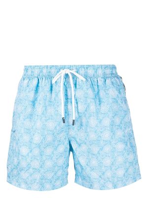 Fedeli printed drawstring swim shorts - Blue