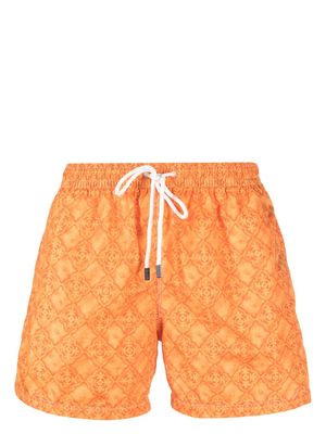 Fedeli printed drawstring swim shorts - Orange