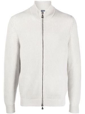 Fedeli rib-knit zip-up cardigan - Grey