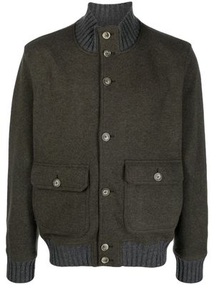 Fedeli ribbed-collar cashmere bomber jacket - Green