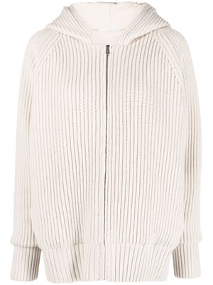 Fedeli ribbed-knit hooded cashmere cardigan - Neutrals