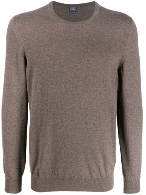 Fedeli round-neck fine-knit jumper - Brown