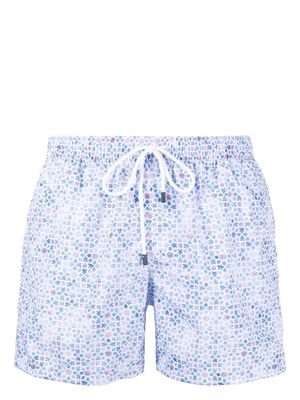 Fedeli shape-print swim shorts - Blue