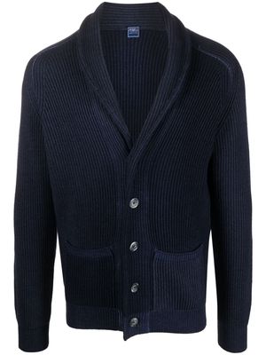 Fedeli shawl-collar ribbed cardigan - Blue