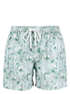 Fedeli shell paisley-print swim shorts - Green