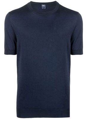 Fedeli short-sleeve cotton jumper - Blue