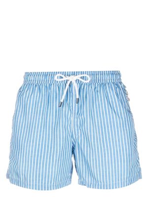 Fedeli Sky Blue And White Striped Swim Shorts