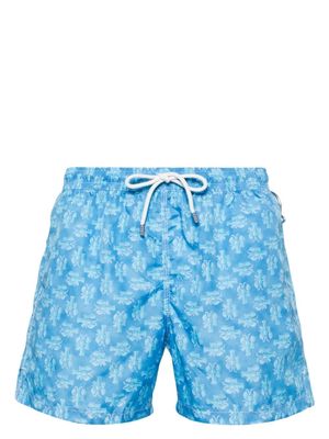 Fedeli Sky Blue Swim Shorts With Lobster Pattern