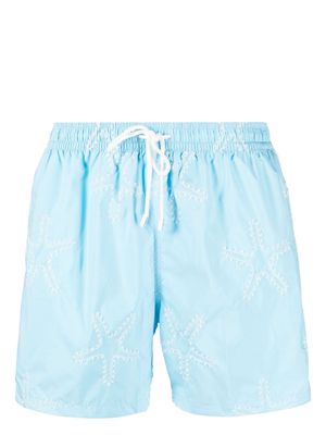 Fedeli star-embroidery swimming trunks - Blue