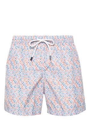 Fedeli Swim Shorts With Shaded Majolica Micro Pattern