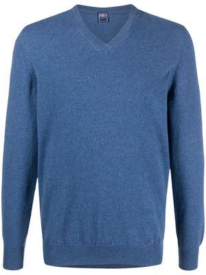 Fedeli V-neck.cashmere jumper - Blue