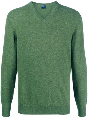 Fedeli V-neck.cashmere jumper - Green