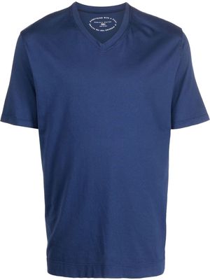 Fedeli V-neck cotton T-Shirt - Blue