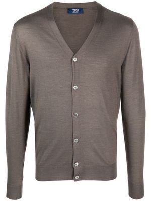 Fedeli V-neck fine-knit cardigan - Brown