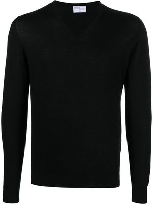Fedeli v-neck long-sleeve jumper - Black