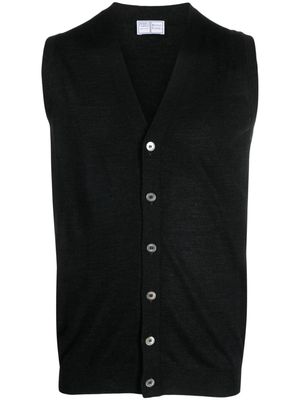 Fedeli V-neck sleeveless virgin-wool cardigan - Black