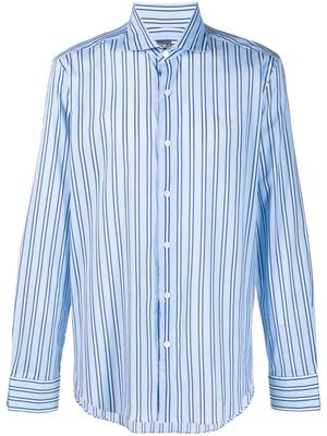 Fedeli vertical-stripe long-sleeve shirt - Blue