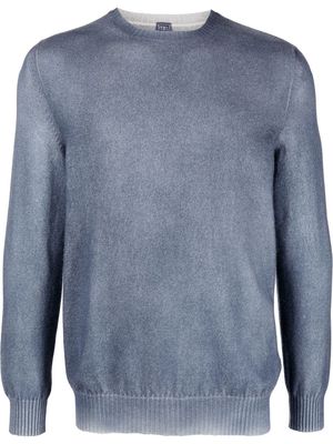Fedeli washed-effect crew neck sweater - Blue