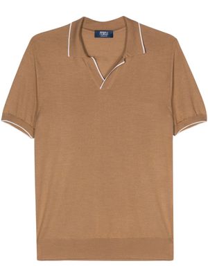 Fedeli Wave fine-knit polo shirt - Brown