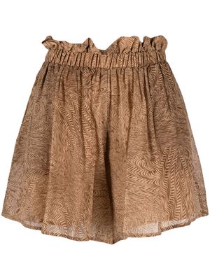 Federica Tosi abstract-print paperbag-waist shorts - Neutrals
